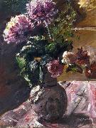 Lovis Corinth Chrysanthemums and Roses in a painting